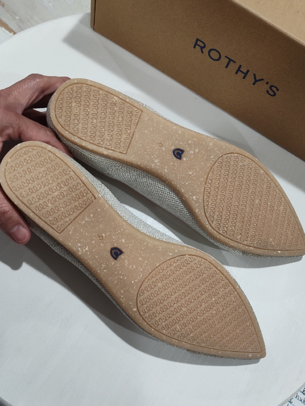 Rothy's The Point Diamond Metallic Flats In Size 9 New In Box - Picture 4 of 12